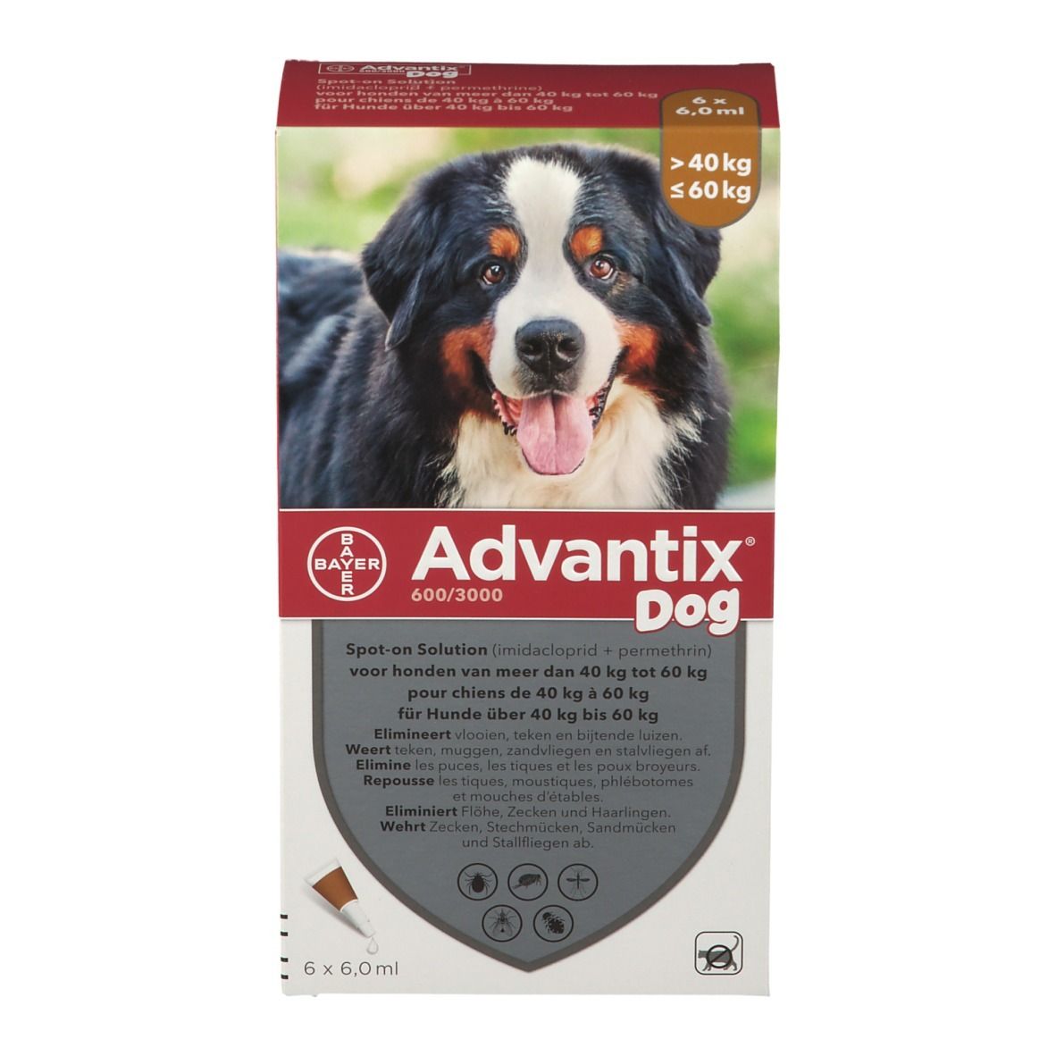 Advantix Spot-On 600/3000 Solution Chien 40<60KG