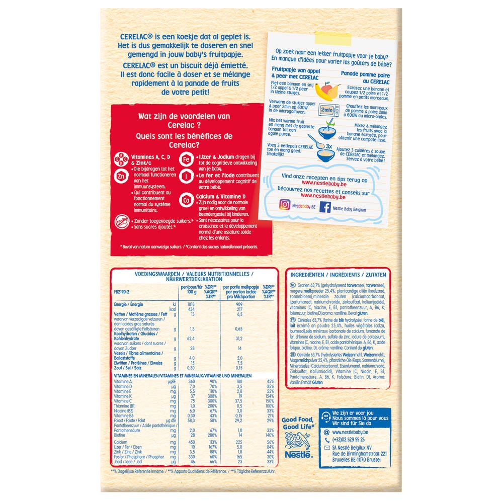 Nestlé® Cerelac Koekjesmeel voor Fruitpapjes