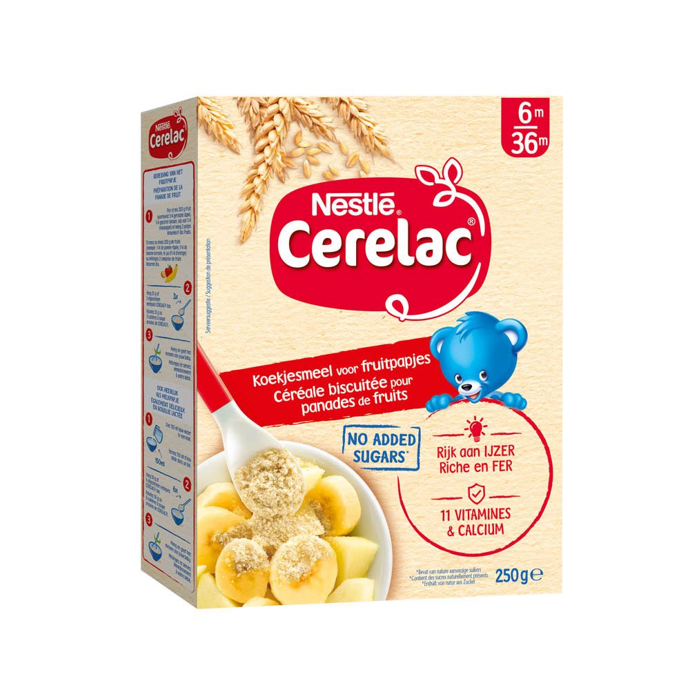 Nestlé® Cerelac Koekjesmeel voor Fruitpapjes 6m - 36m