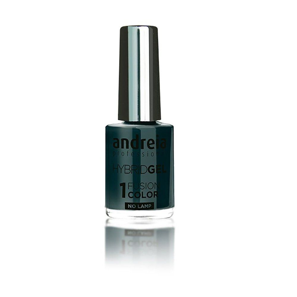 Flacon de vernis à ongles Andreia HybridGel Eucalyptus Vert. Vernis vert avec bouchon argenté. Inscription: Fusion Color, No Lamp.