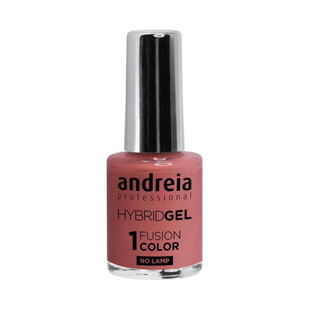 Nagellakflesje, roze kleur. Merk Andreia Professional, Hybridgel, Fusion Color. Zilverkleurige dop.