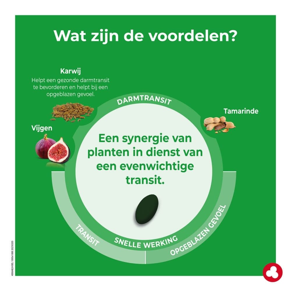 Voorkant van het pak Ortis Vruchten & Vezels Forte Darmtransit met afbeelding van rabarber en vijgen.