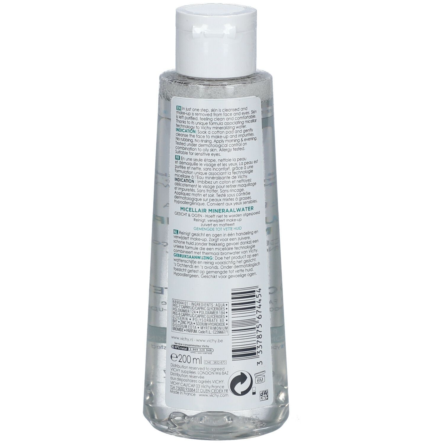 Vichy Pureté Thermale Eau Micellaire Minérale Peau Mixte à Grasse