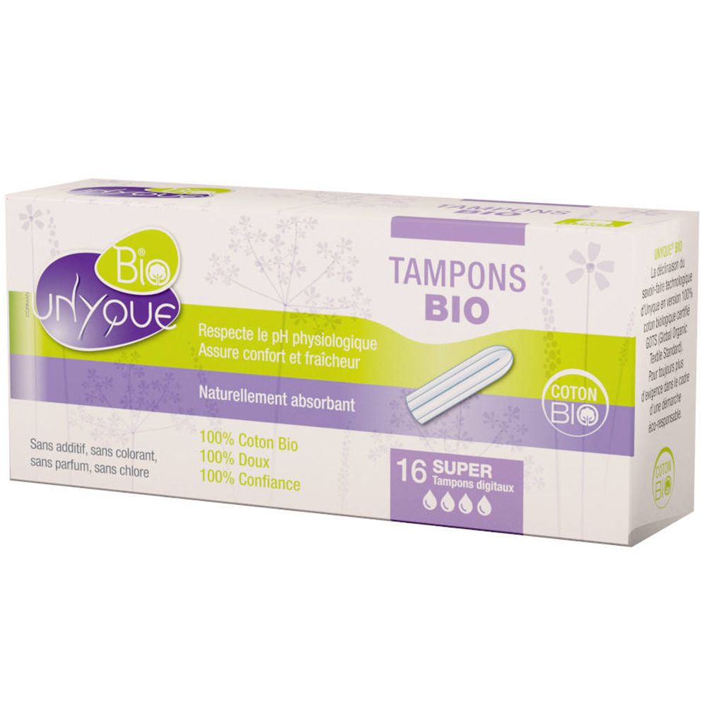 Unyque Tampon sans Applicateur - Super - 100% Coton Bio