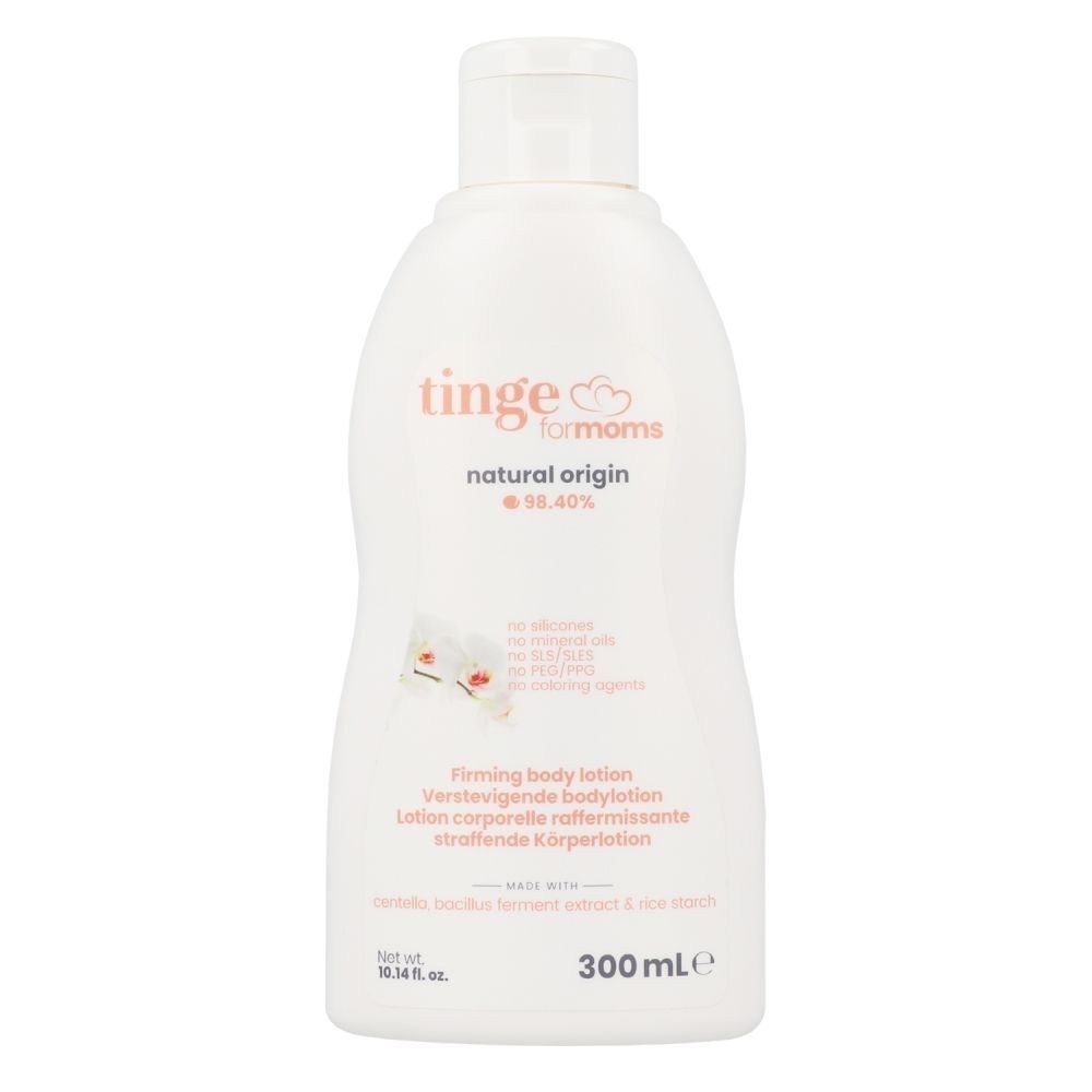 Witte fles tingefor moms bodylotion, 300 ml.