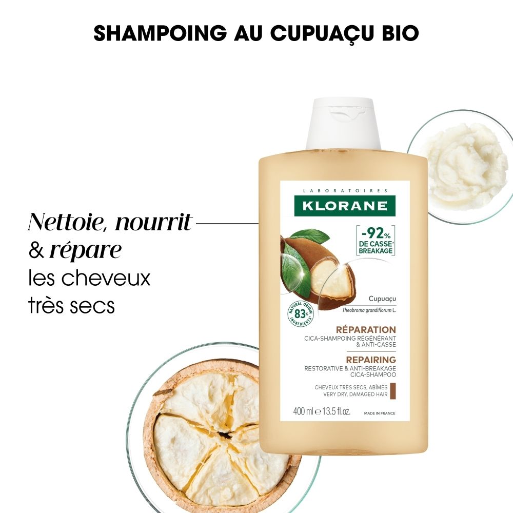 Texture Shampoo Klorane: crémeuse, moussante, parfum réconfortant.