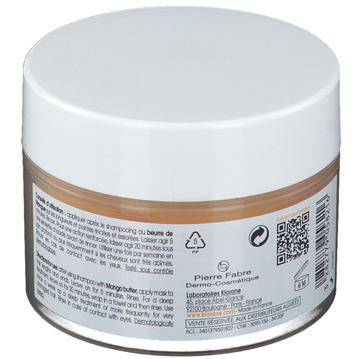 Klorane Nutrition & Réparation Masque au Beurre de Cupuaçu Bio