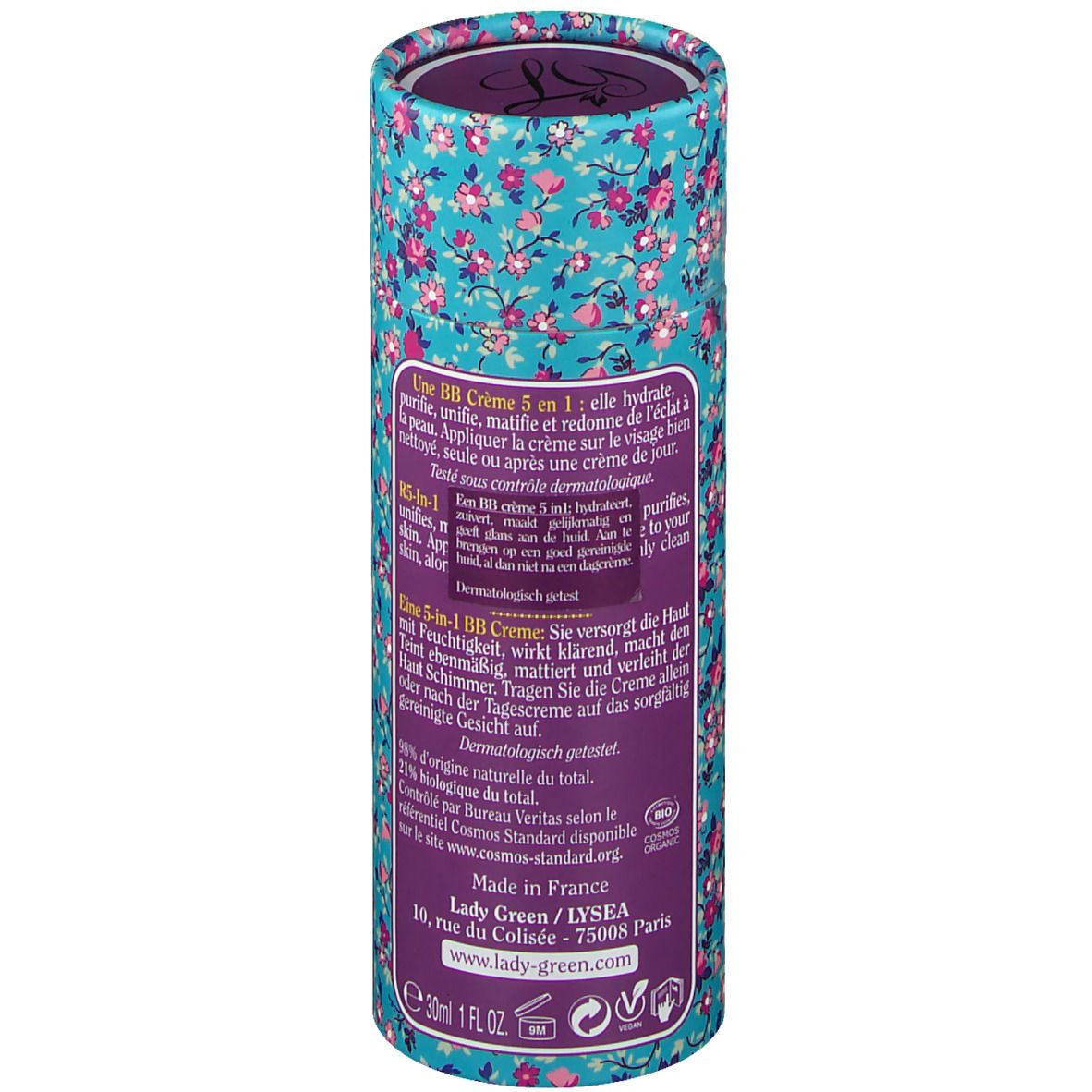 Lady Green Teint Velours Crème Perfectrice 5-en-1 BB Claire Bio