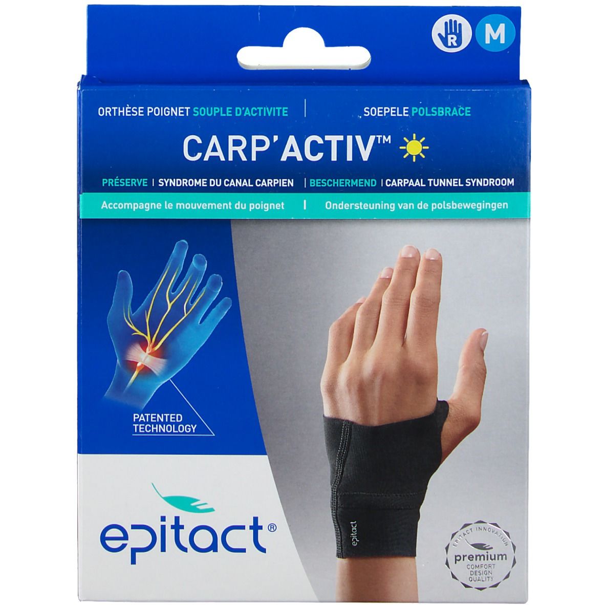 Epitact® Carp'Activ™ Soepele Polsbrace voor Overdag Rechts Medium