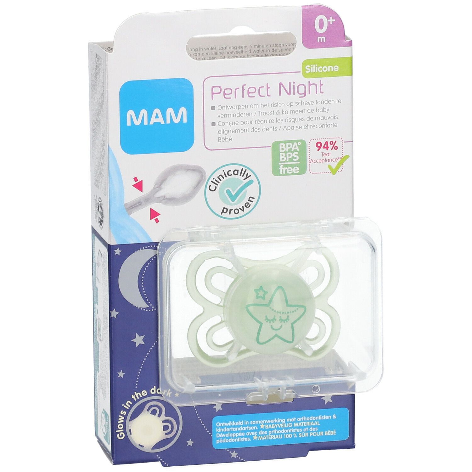 MAM Perfect Night Siliconen Fopspeen 0-6 Maanden