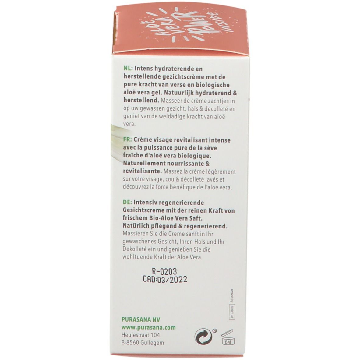 Purasana® Aloë Vera Intensieve Gezichtscrème Bio
