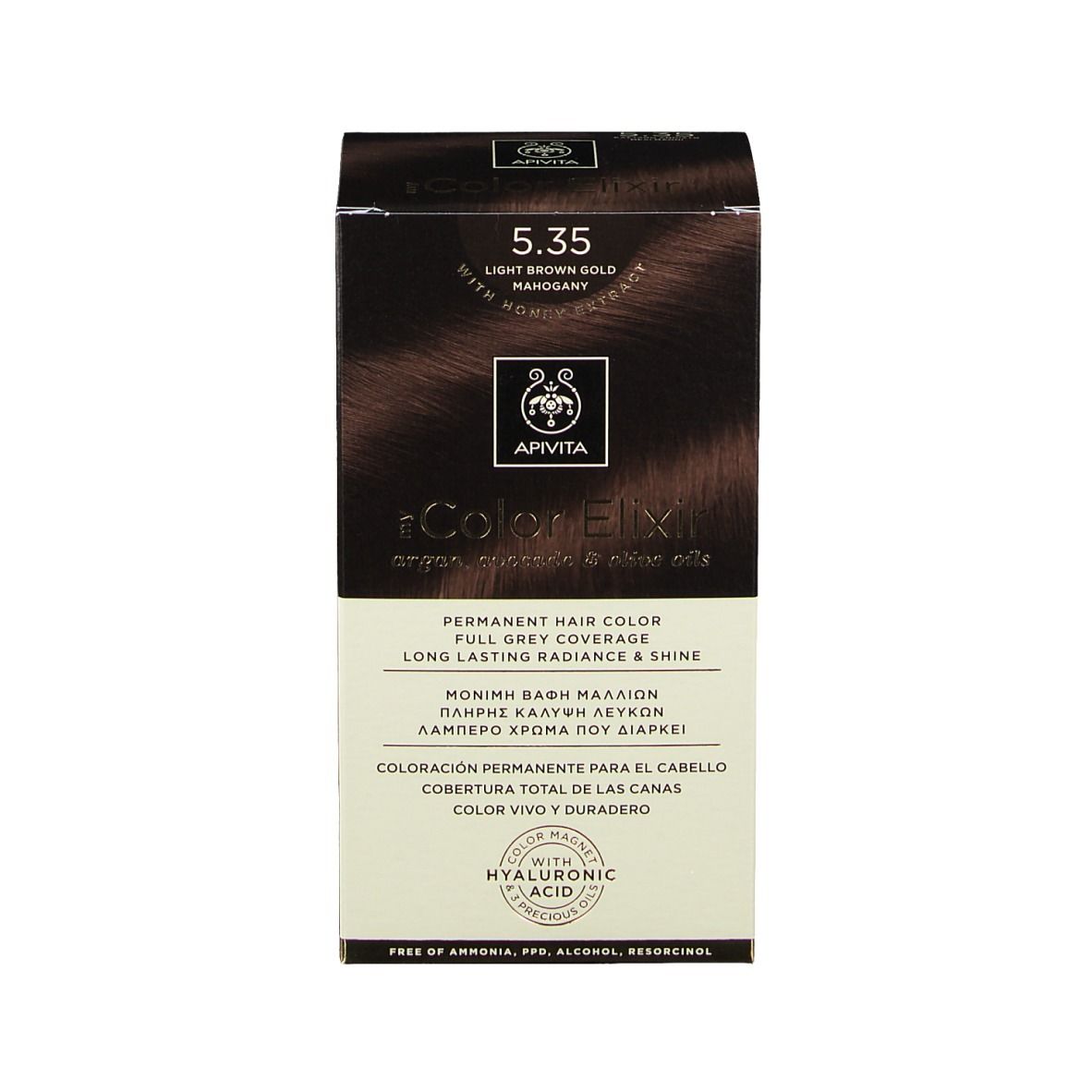 APIITA Color Elixir 5.35 Blond Brun Doré Acajou coloration permanente. Avec acide hyaluronique.