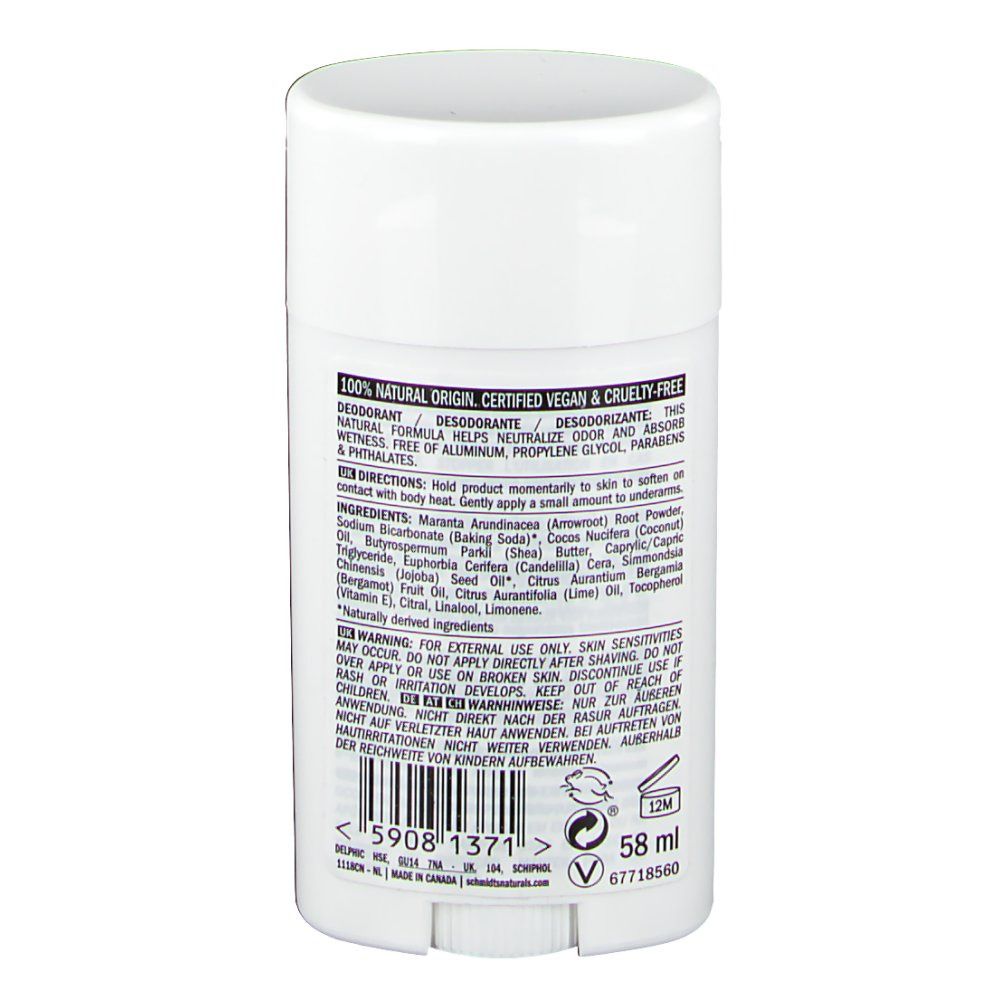 Schmidt's Deodorant Stick Bergamote + Citron Vert