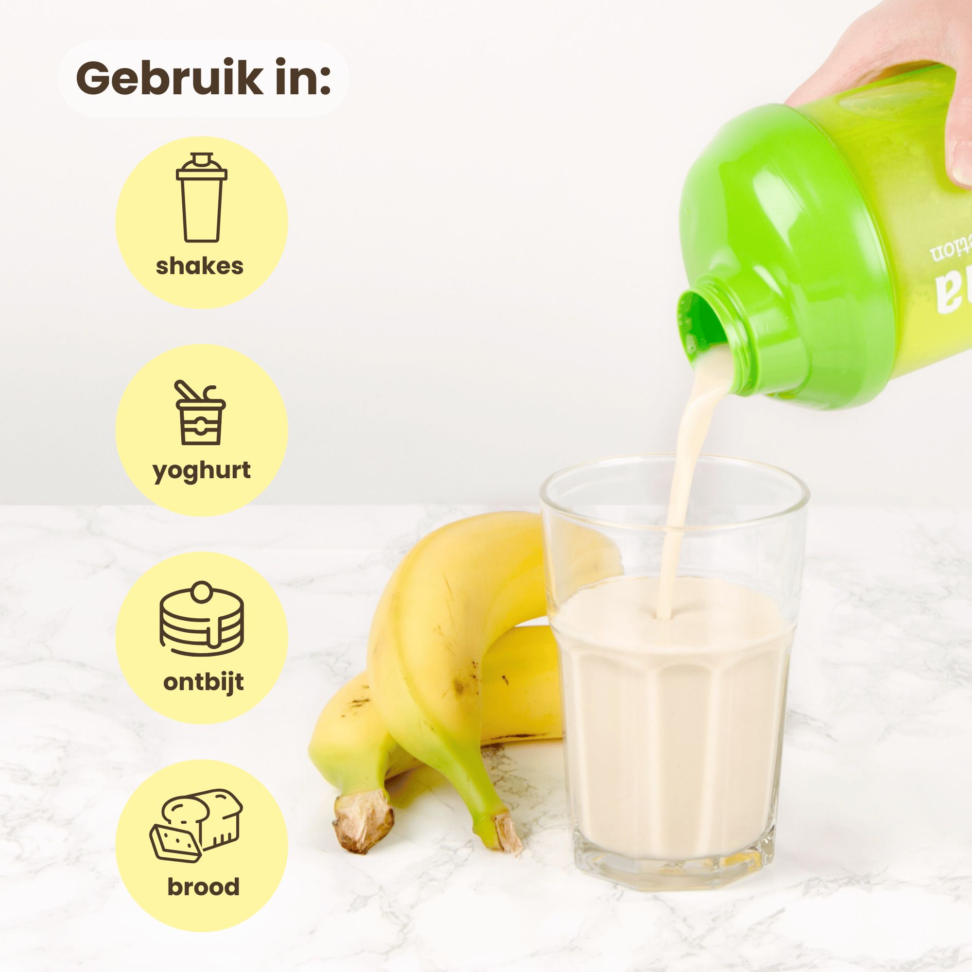 Purasana Shape & Control Shake Vanille zakje met vanillebloemen en -stokjes.
