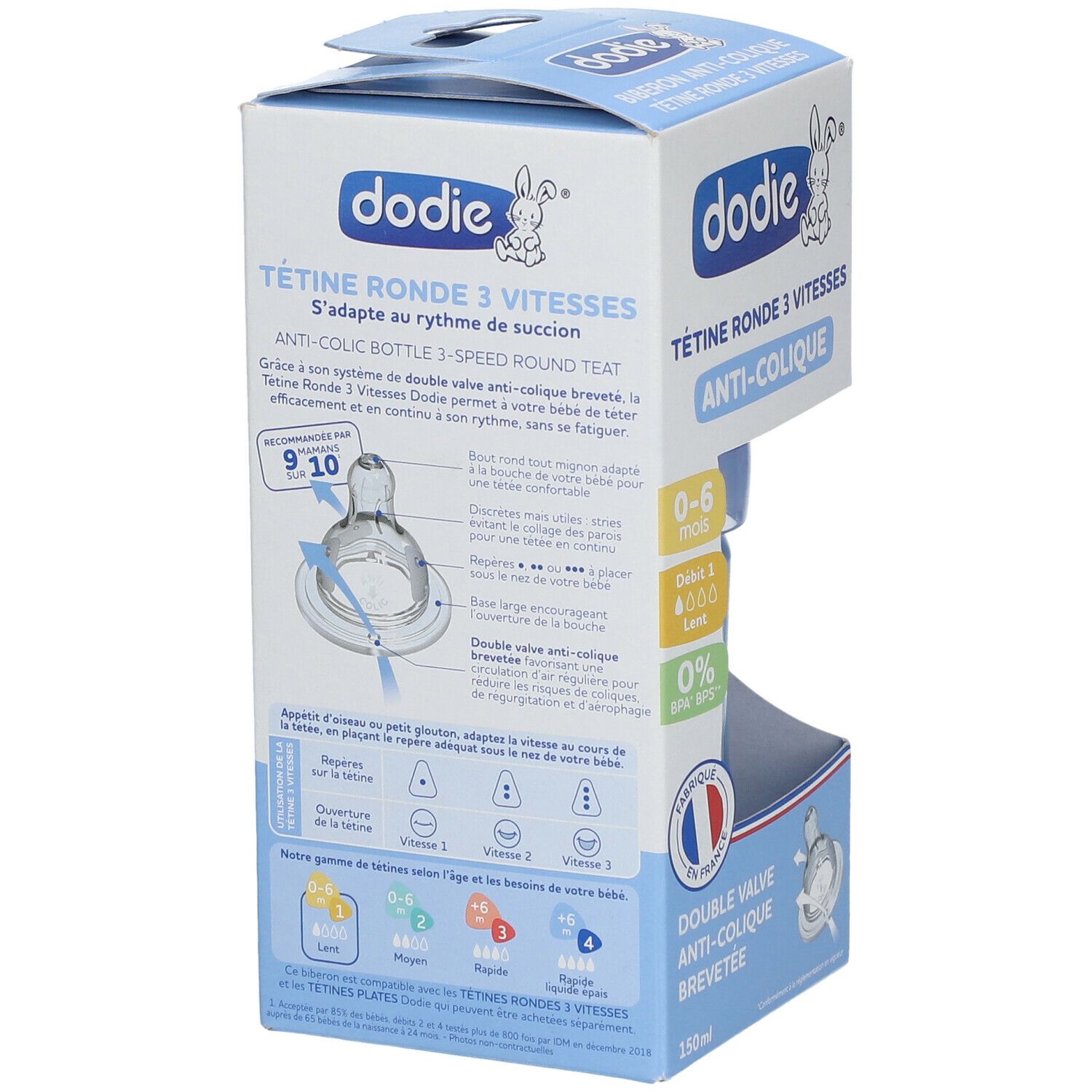 Dodie Biberon Initiation+ Bateau Bleu 0-6 Mois 150ml