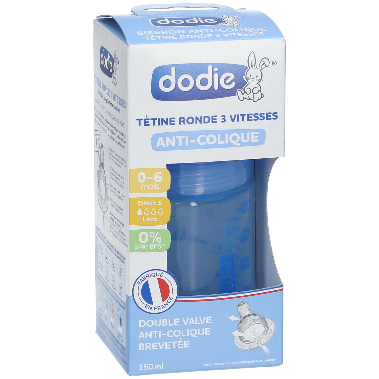 Dodie Biberon Initiation+ Bateau Bleu 0-6 Mois 150ml