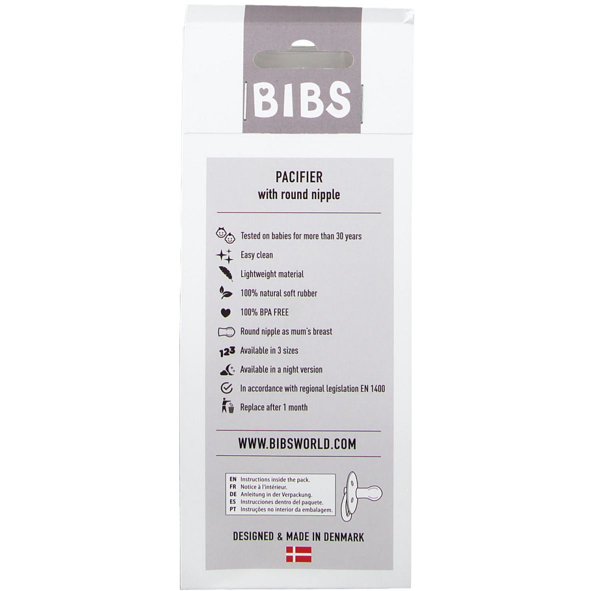 BIBS Fopspeen Latex Lavender - Baby Pink 0-6 Maanden