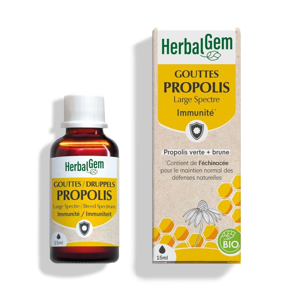 Flacon et emballage du produit. Flacon avec bouchon blanc, emballage avec nom et logo. 15 ml.