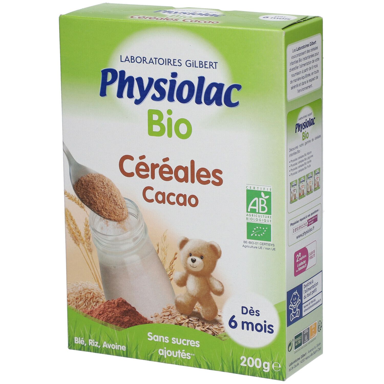 Physiolac Bio Céréales Cacao 6 Mois+