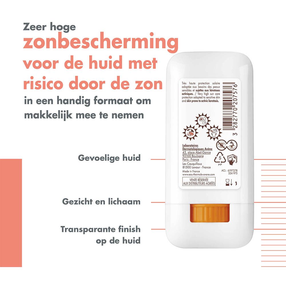 Zonnebrandstift met hoge bescherming voor gevoelige huid, transparante finish.