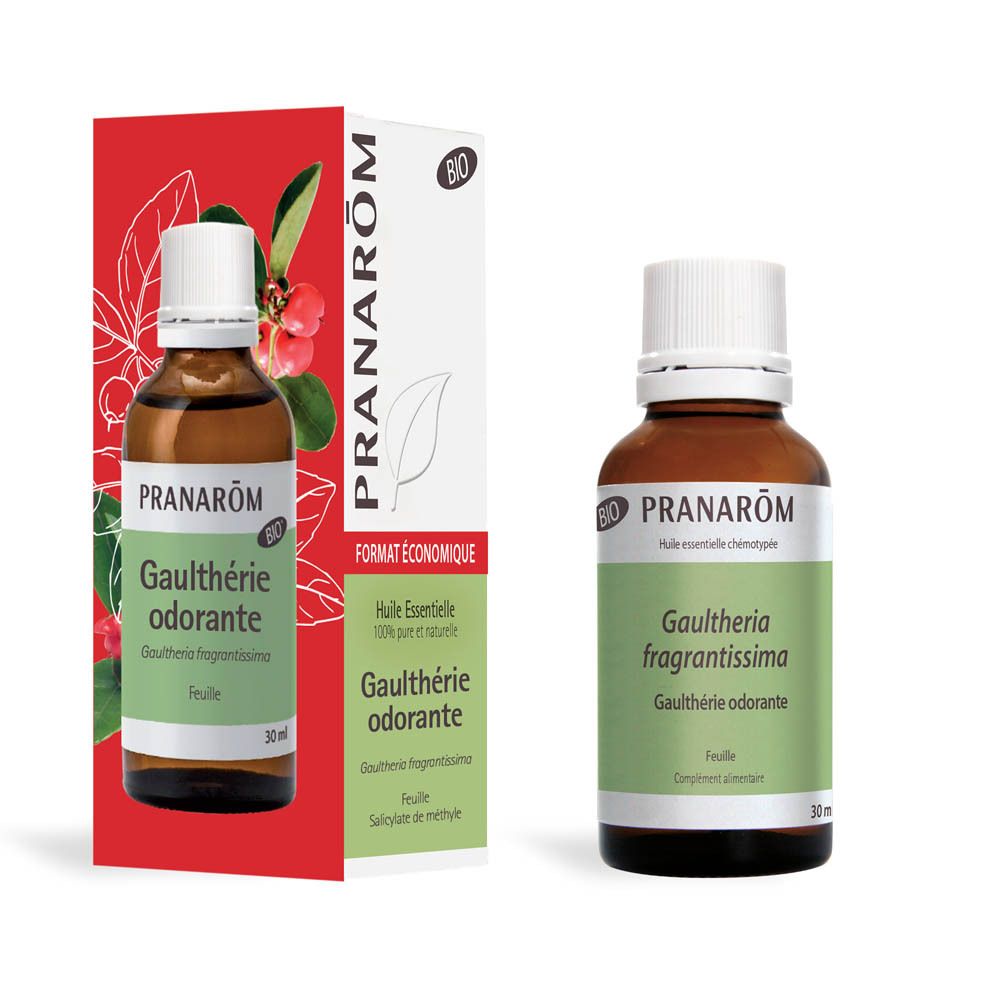 Productfles en verpakking. Fles met witte dop. Verpakking met productnaam en BIO-certificering.