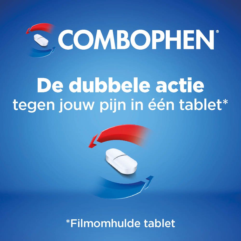 Doos Combophen. Bevat paracetamol/ibuprofen. 32 filmomhulde tabletten.
