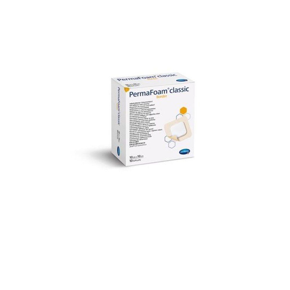 Kartonnen verpakking met productnaam PermaFoam classic. Weergave van het verband op de verpakking.