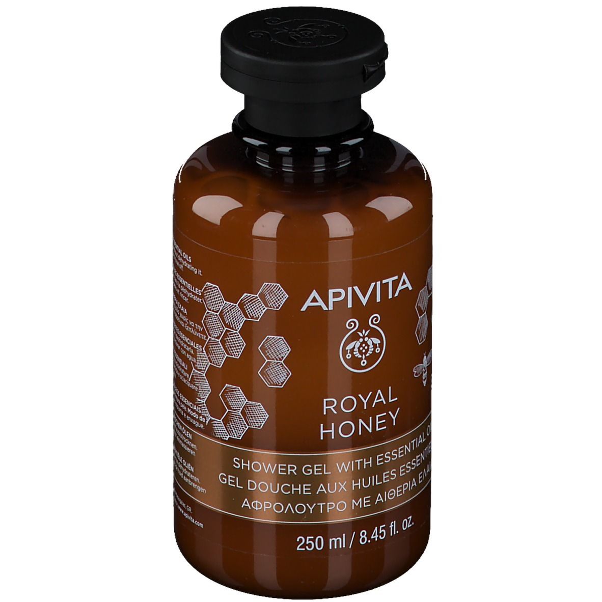 API VITA Royal Honey Douchegel in bruine fles met zwarte dop. 250 ml.