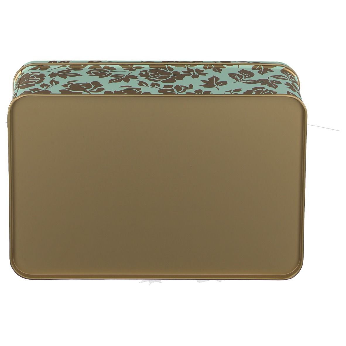 Coffret cadeau rectangulaire à motif floral. Bord doré.