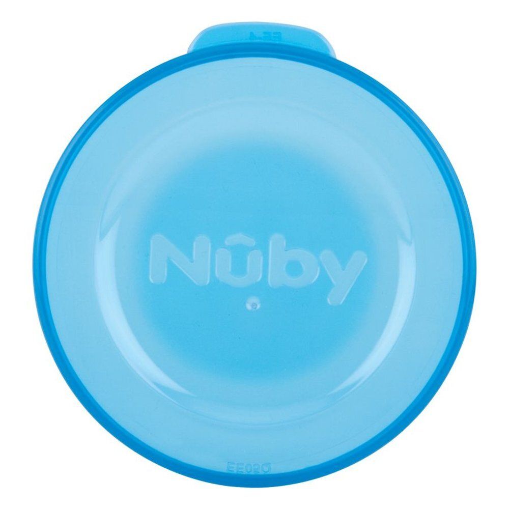 Blauw deksel van de Nûby 360° Wonder Cup. Met Nûby-logo.