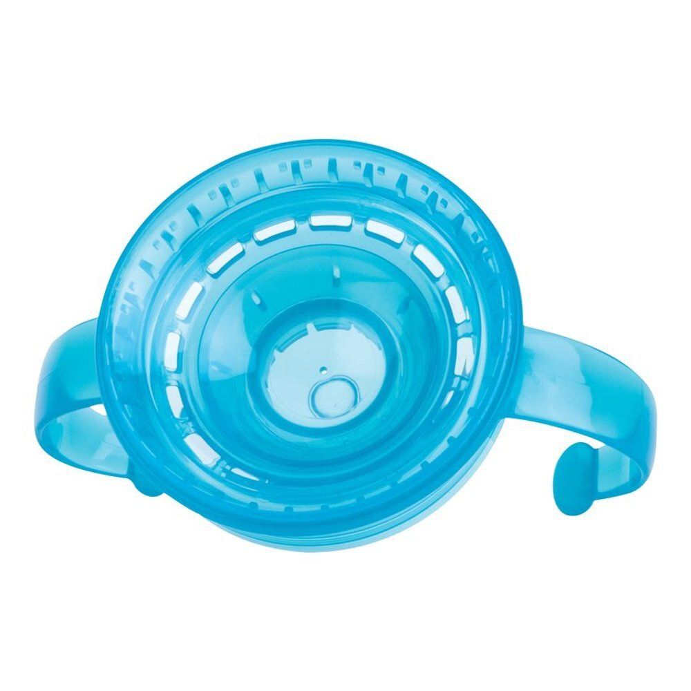 Bovenaanzicht van de Nûby 360° Wonder Cup met handvatten. Blauw.