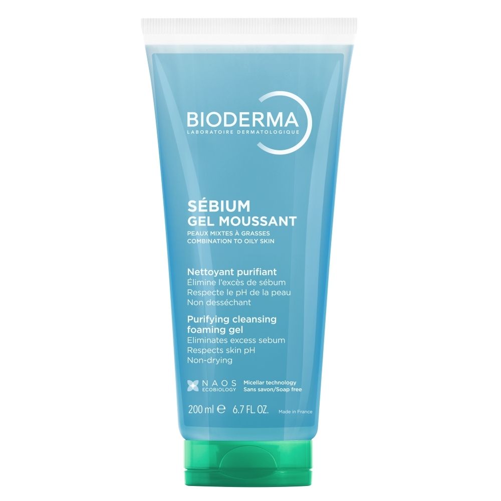 Bioderma Sebium Gel Moussant gel nettoyant purifiant pour peau grasse.
