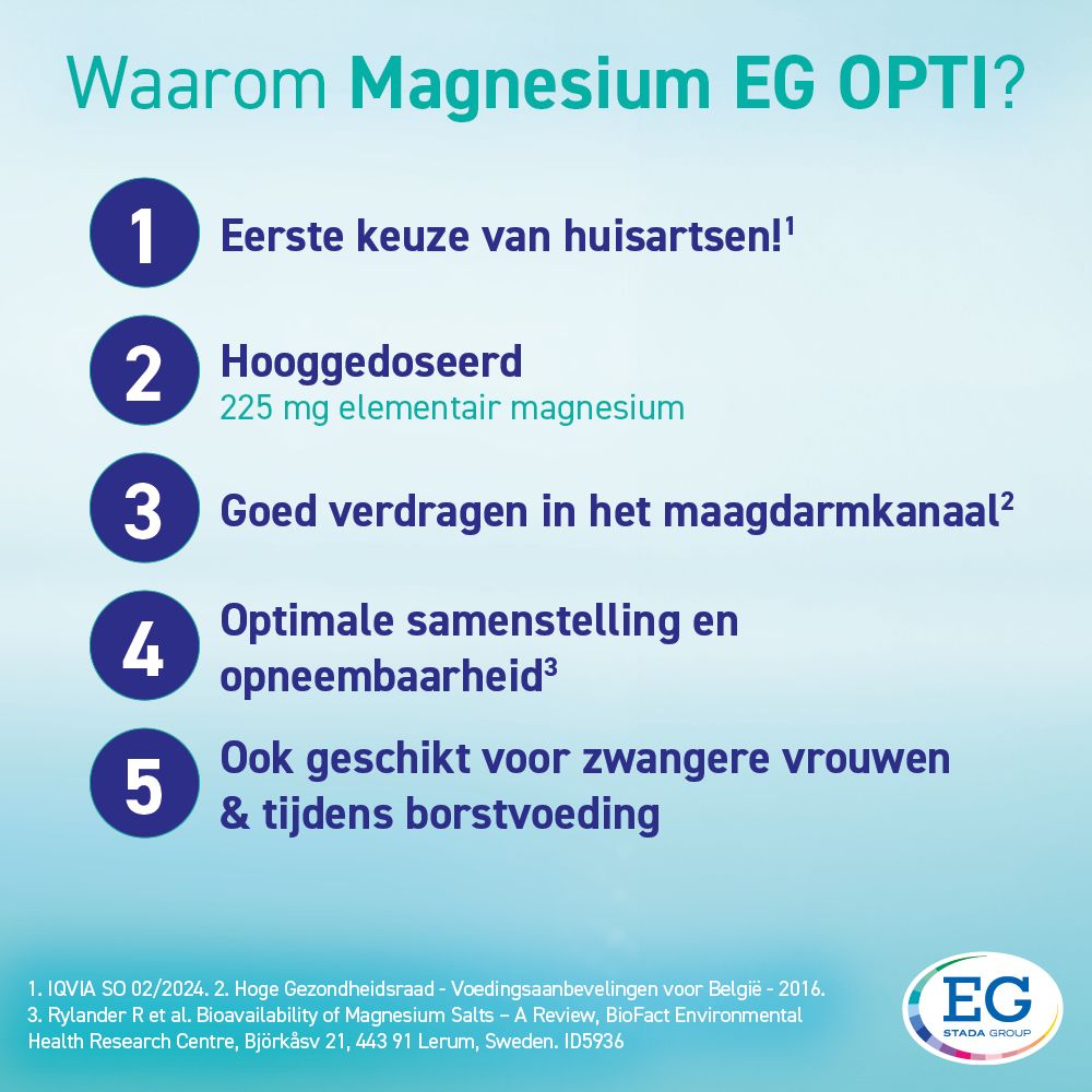 Magnesium EG OPTI | Magnesium & Vitamine B6 | Bij Vermoeidheid & Stress