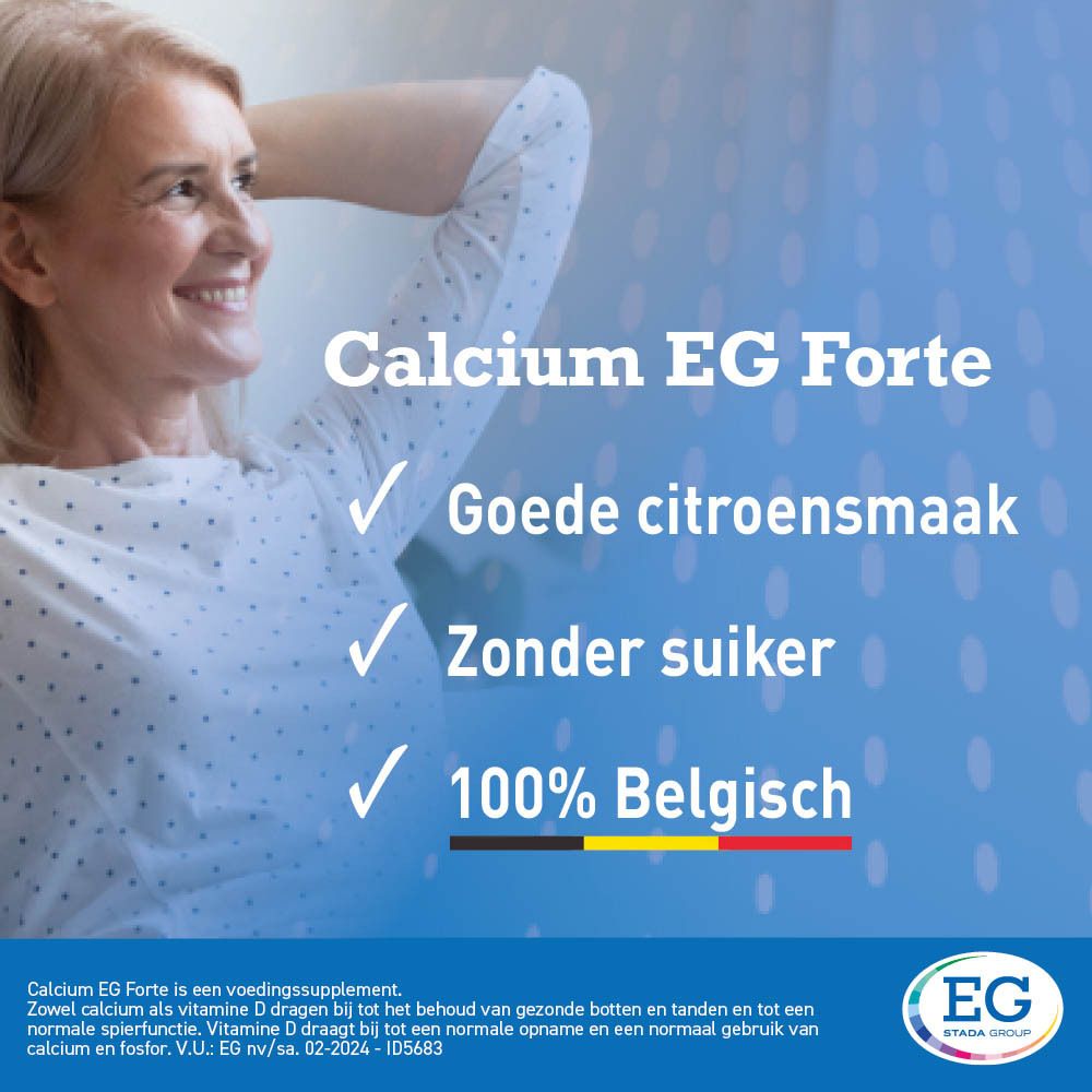 Calcium EG Forte | 1000 mg Calcium & 800 I.E. vitamine D3 | Citroen Smaak | Behoud van Sterke & Gezonde Botten