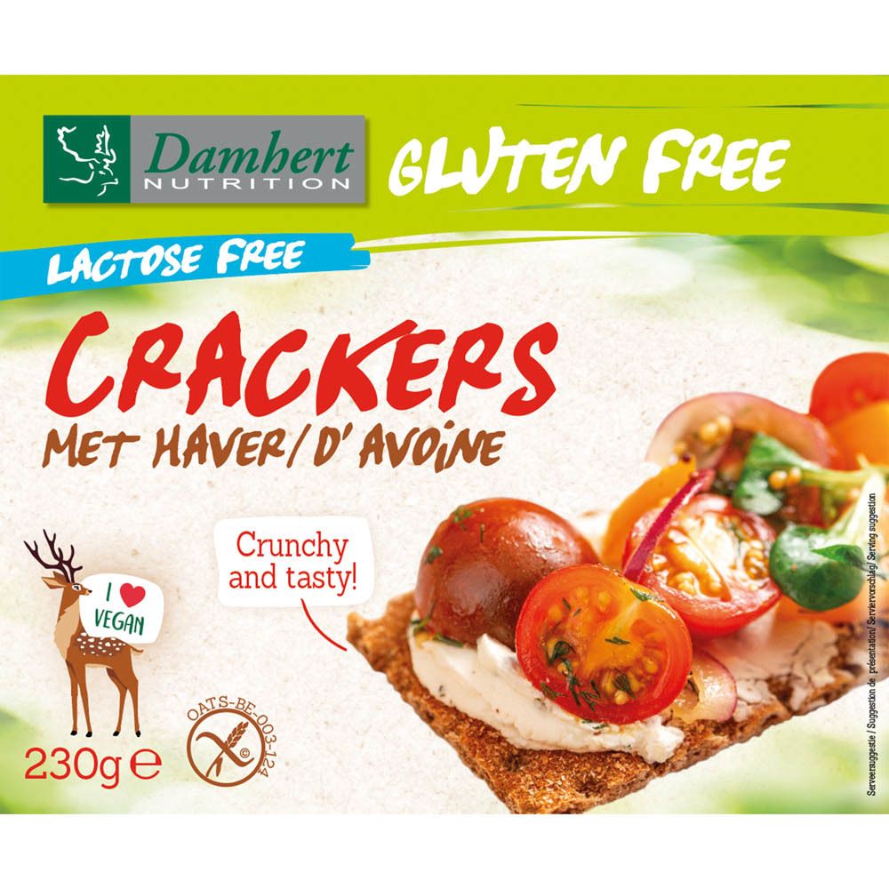Damhert Glutenvrije Lactosevrije Crackers met Haver