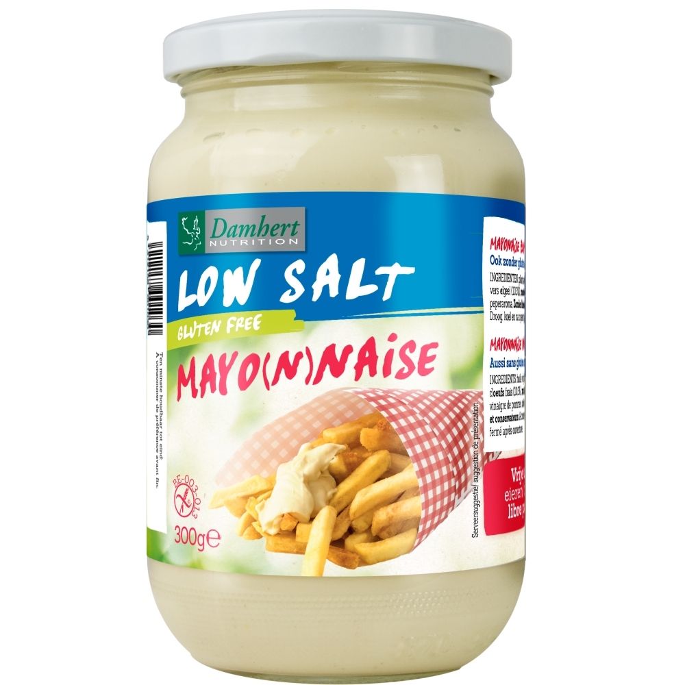 Damhert Mayonnaise faible en sel, sans gluten, pot de 300g.