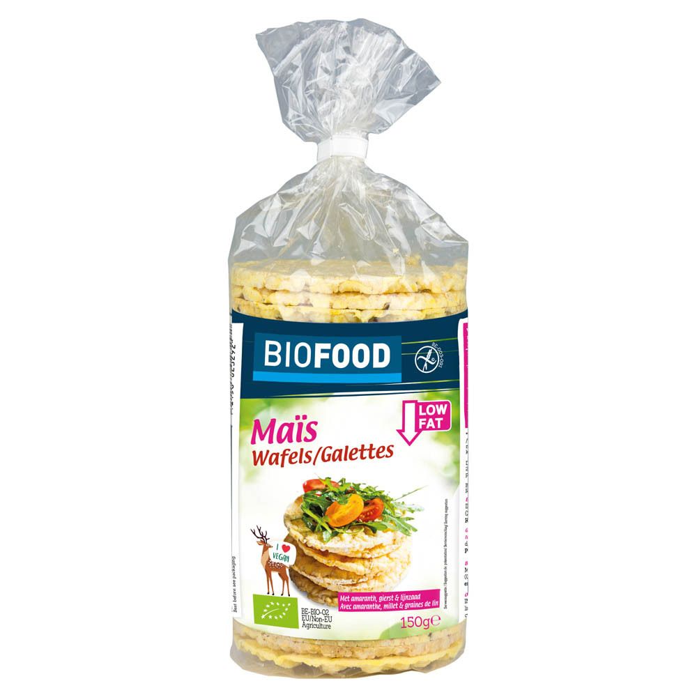 Biofood Biologische Maiswafels met Lijnzaad