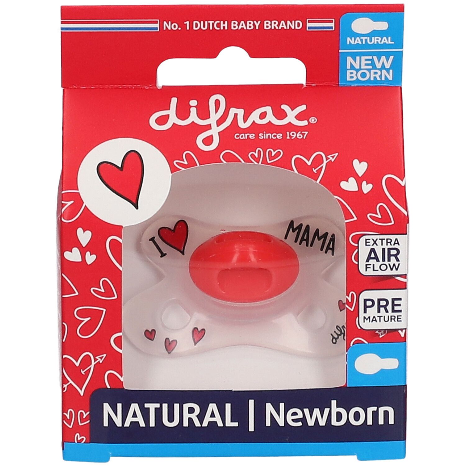 Difrax Fopspeen Natural I Love Newborn