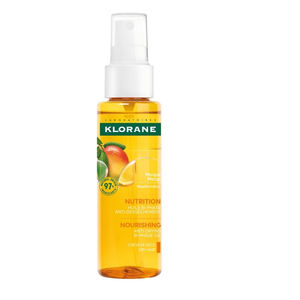 Huile Klorane à la Mangue, flacon de 100ml avec spray.
