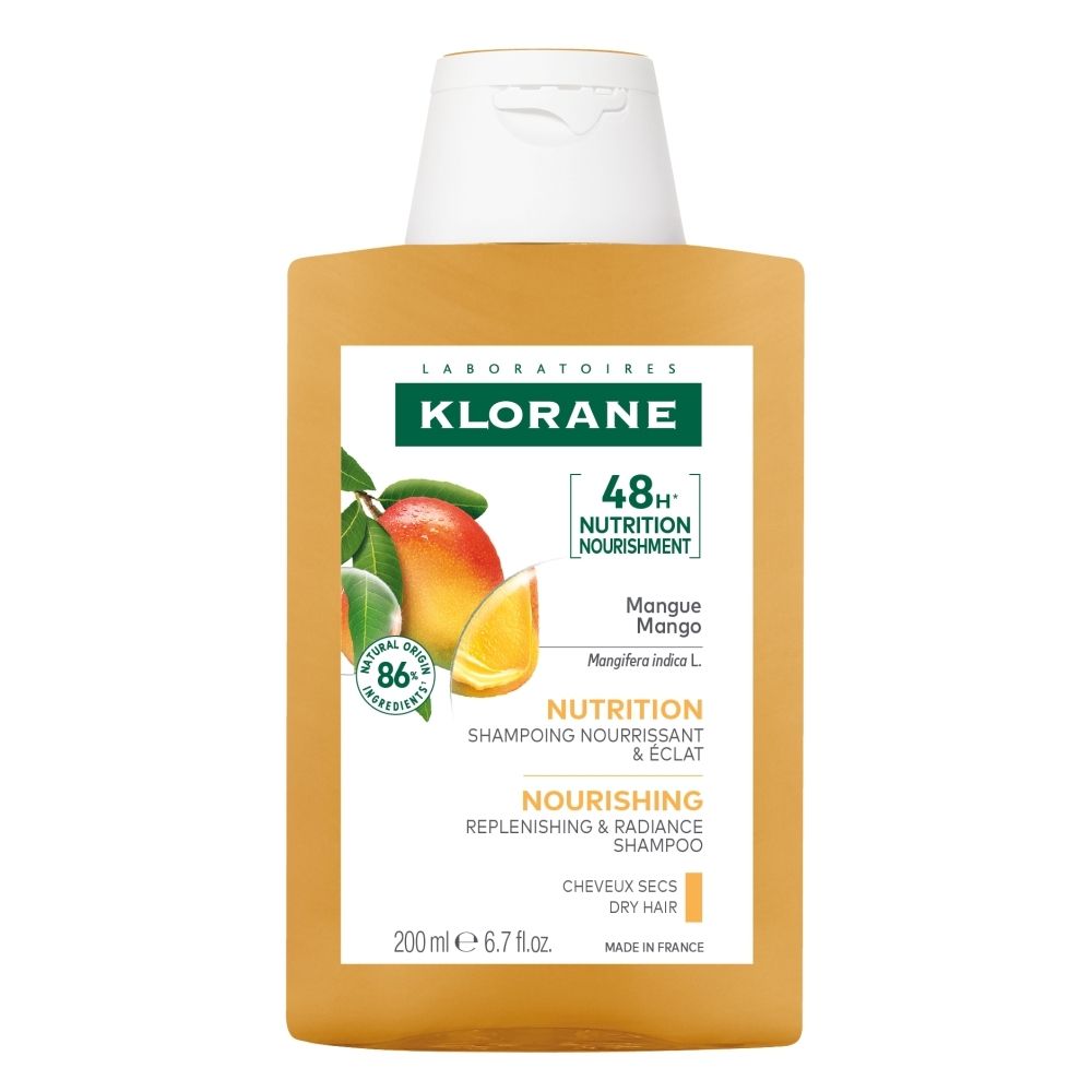 KLORANE Mango Shampoo, 200ml, mangovrucht en bladeren, 48u voeding.