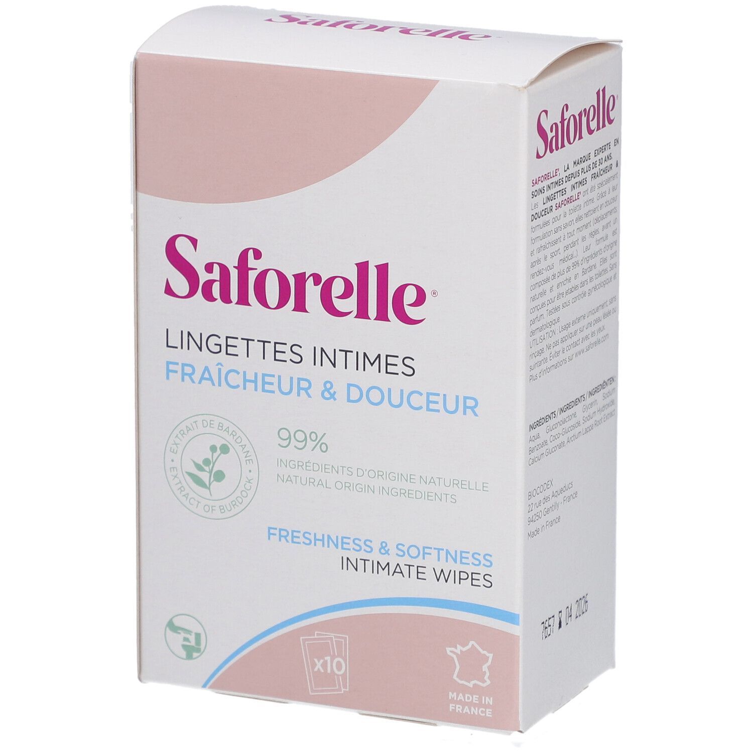 Saforelle® Lingettes Intimes Biodégradables