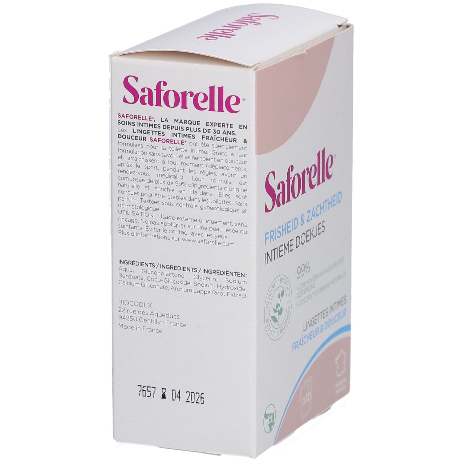 Saforelle® Lingettes Intimes Biodégradables