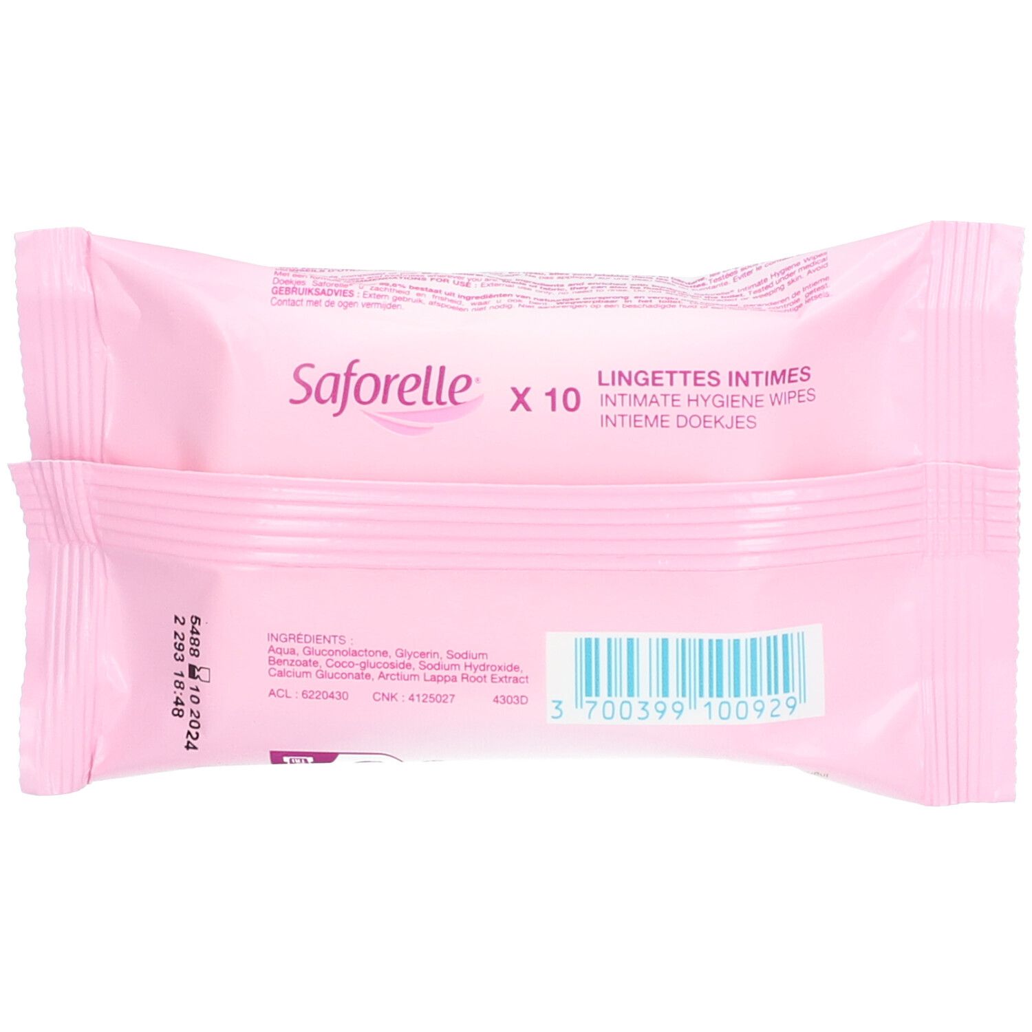 Saforelle® Lingettes Intimes Format Poche Biodégradables