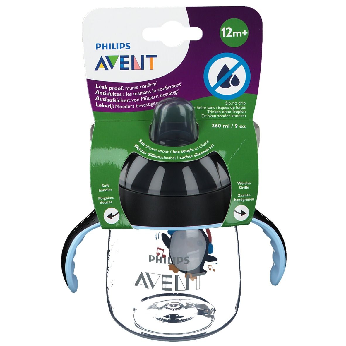 Avent Tasse à Bec Souple Pingouin Noire SCF746/01