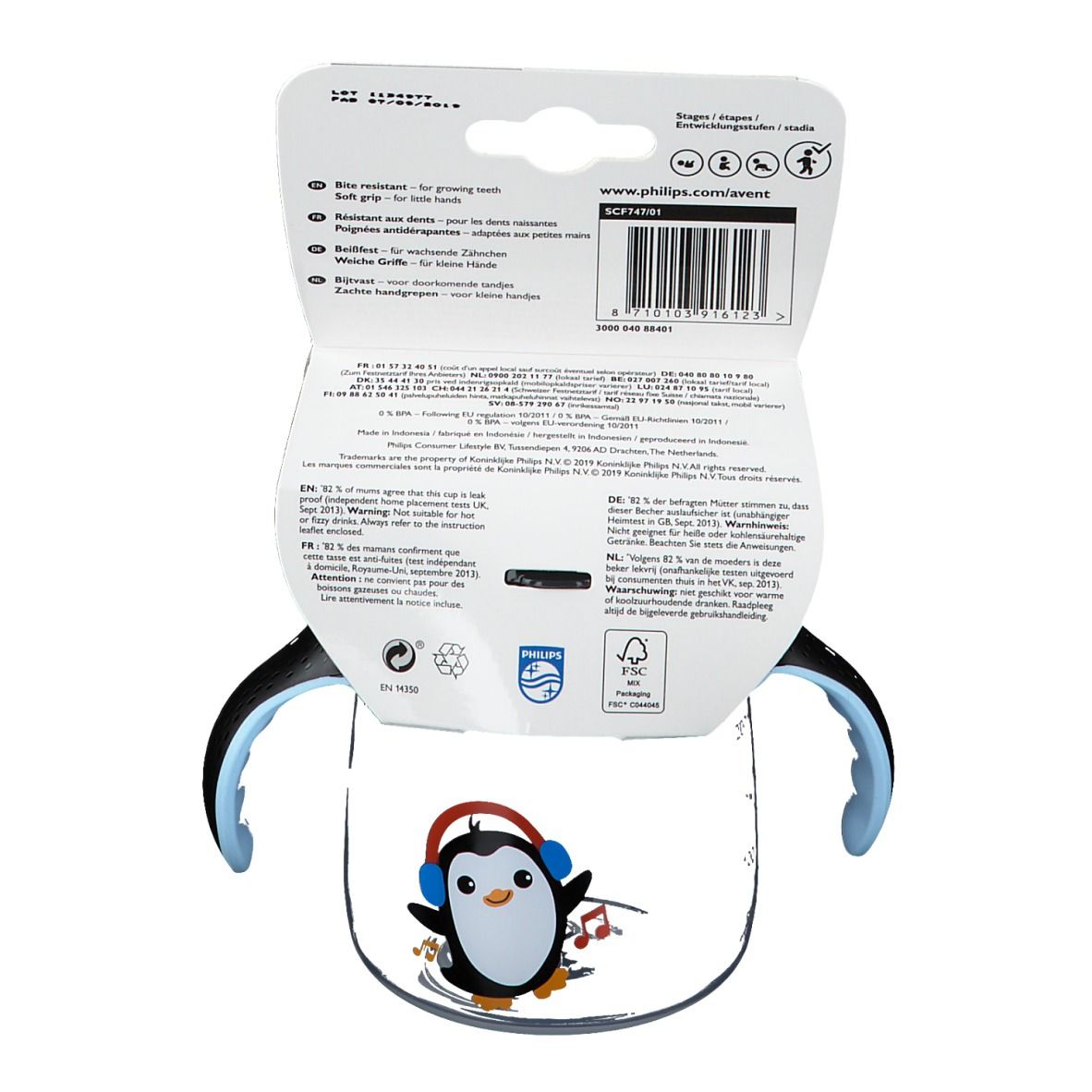 Avent Tasse à Bec Souple Pingouin Noire SCF746/01