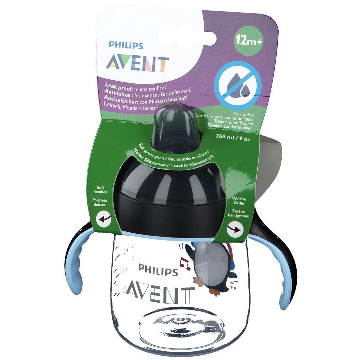 Avent Tasse à Bec Souple Pingouin Noire SCF746/01