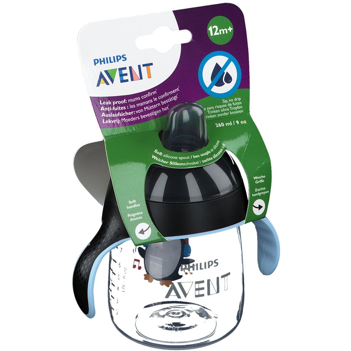 Avent Tasse à Bec Souple Pingouin Noire SCF746/01