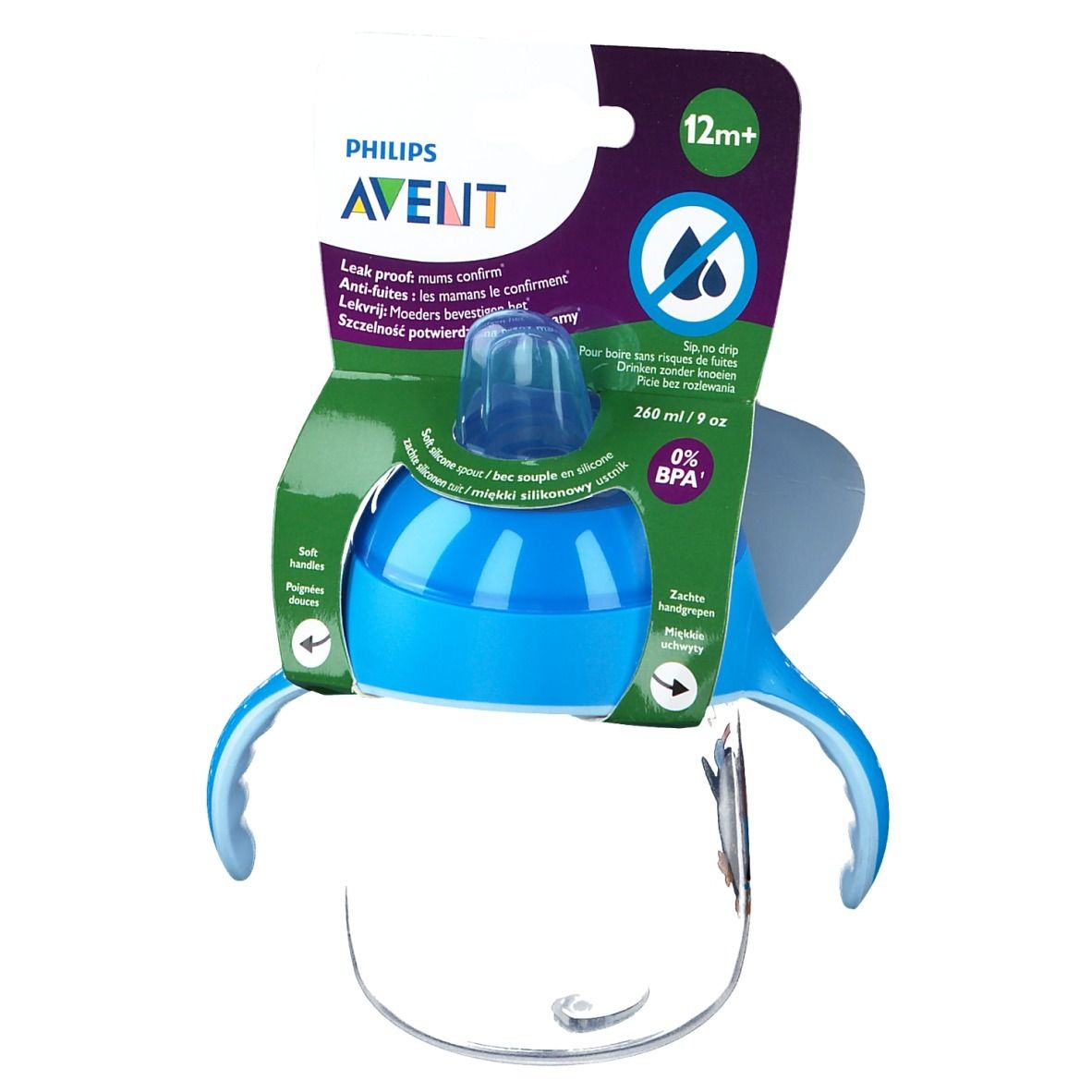 Avent Tasse Anti-Fuites à Bec Souple Pingouin Bleu SCF747/02