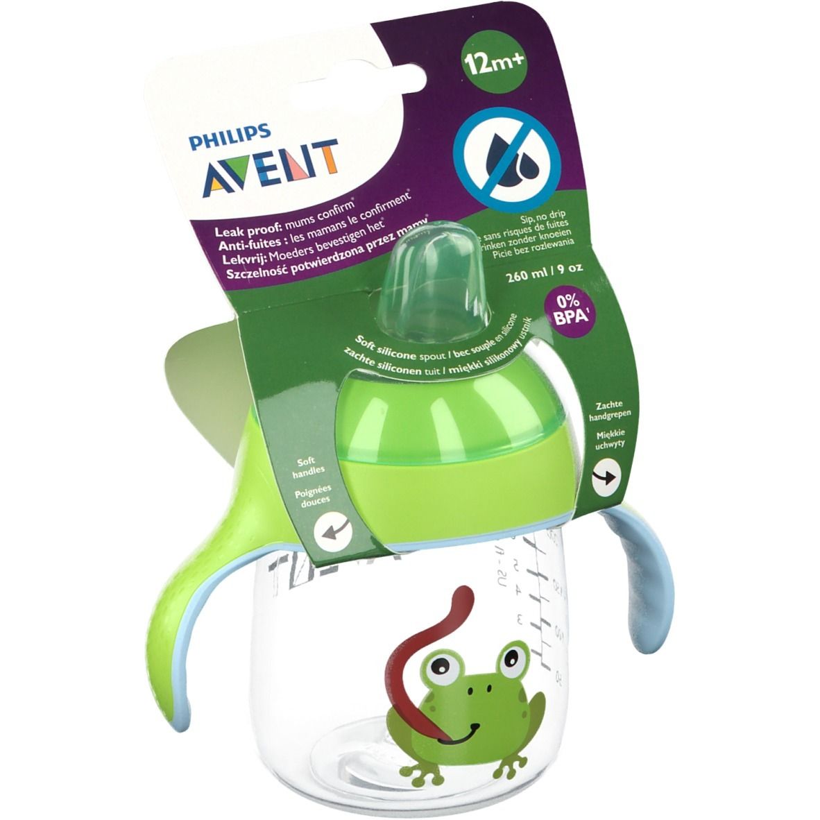Avent Drinkbeker met Zachte Drinktuit Kikker Groen SCF747/04