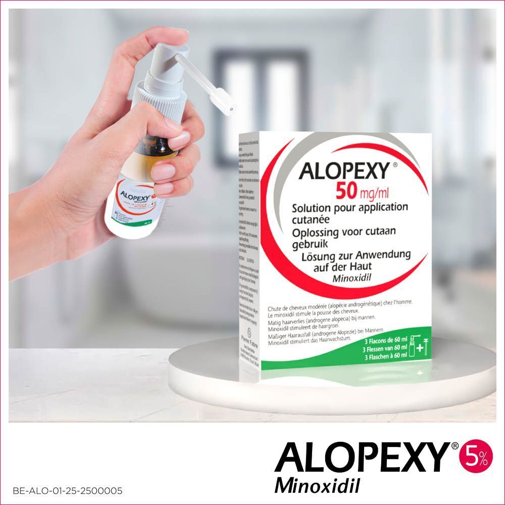 ALOPEXY 50MG/ML | Solution Minoxidil Pour Alopécie Androgénétique d’Intensité Modérée Homme Adulte